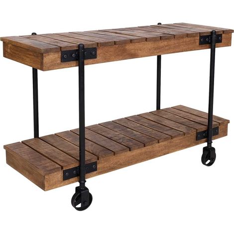 Recibidor de madera artesanal marrón 120x45x77h cm (1/5)