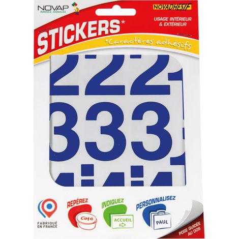 Chiffres autocollants 50mm Bleu NOVADHESIFS - 4370552 (1/5)
