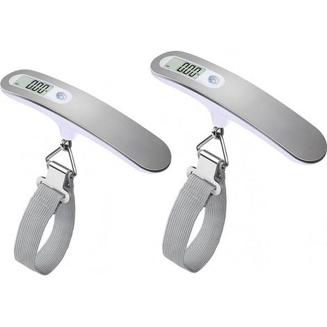 Argent 2X Pèse de Voyage/Pèse Bagage/Balance numérique électronique de Haute précision pour la capacité 110Lb 50KG de Bagages de Valise, accrochant résistante
