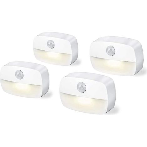 Lot de 4 veilleuses à détecteur de mouvement alimentées par piles 3A, à coller sur les placards, les escaliers, les couloirs, la cuisine (1/5)