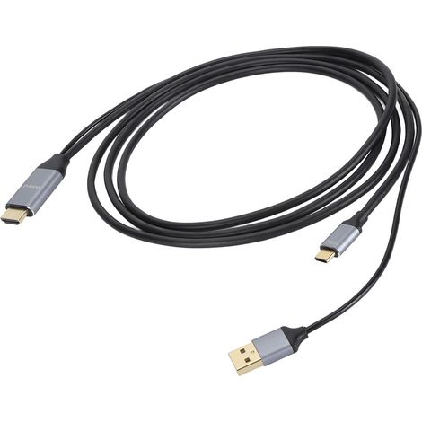 Câble adaptateur USB-C vers HDMI, 2 mètres, 4K 60 Hz, 2K 144 Hz, 1080p 60 Hz, compatible avec projecteurs et téléviseurs (gris) (1/5)