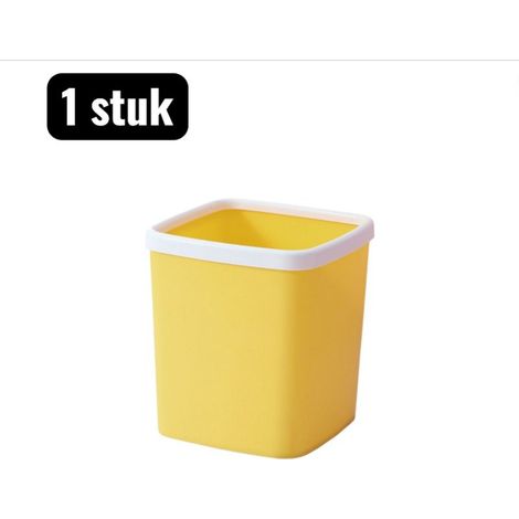 Mini poubelle de bureau carrée avec couvercle pour bureau et chambre couleur jaune (1/5)