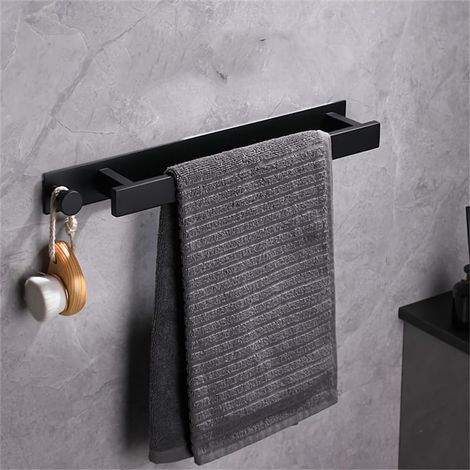 Selbstklebende Handtuchstange aus Edelstahl, kein Bohren erforderlich Handtuchhalter aus gebürstetem Nickel für Badezimmer, schwarzer Handtuchhalter. (1/4)