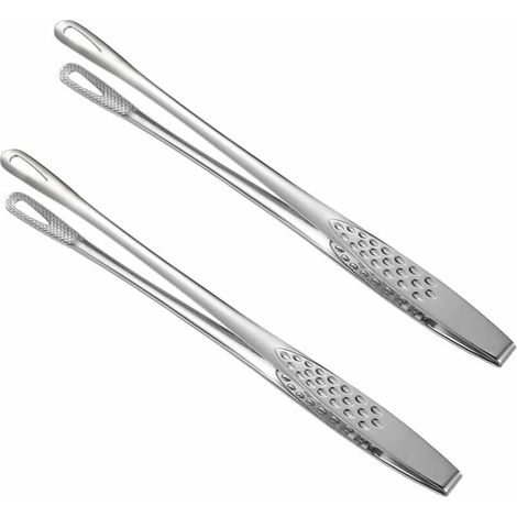 2-teiliges Edelstahl-Gastronomiebesteck, Küchenzange aus Metall, Grillzange, Speisezange für gebratenen Fisch, Steak, für Zuhause, Picknick und Outdoor-Aktivitäten – Fei Yu