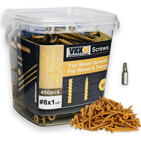 Viti per legno gialle, 450 pezzi 81-1/2" - Fissaggio di mobili/assi, per interni/giardino, leggere e resistenti alla ruggine, per fai da te e artigiani (1/3)