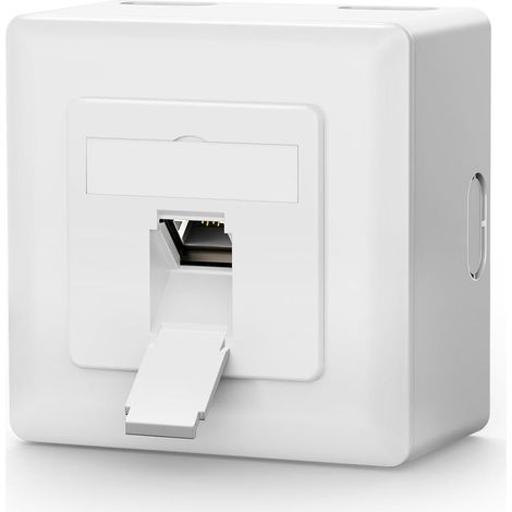 Prise Réseau CAT6A Blindée, 1 Port RJ45 10Gbit/s PoE, 1 Pièce 500 MHz, compatible CAT6A CAT6 CAT5, Norme EIA/TIA T568A (1/5)