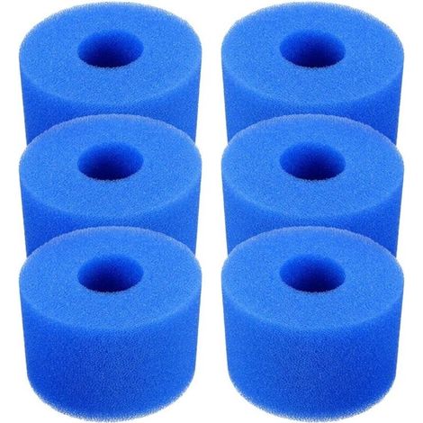 Cartouche de filtre de piscine,Lot de 6 cartouches de filtre de piscine réutilisables et lavables en mousse pour jacuzzi type S1 (bleu) (1/5)