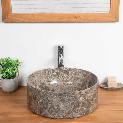 Vasque à poser en marbre pour salle de bain Ulysse 40 gris (1/5)