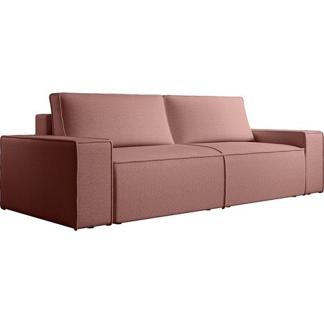 Divano letto 4 posti in Velluto testurizzato Terracotta - AMELIA