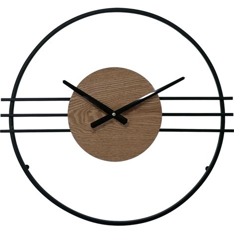 Rebecca Mobili Orologio da Parete Design Moderno Mdf Metallo Nero Marrone 50 cm