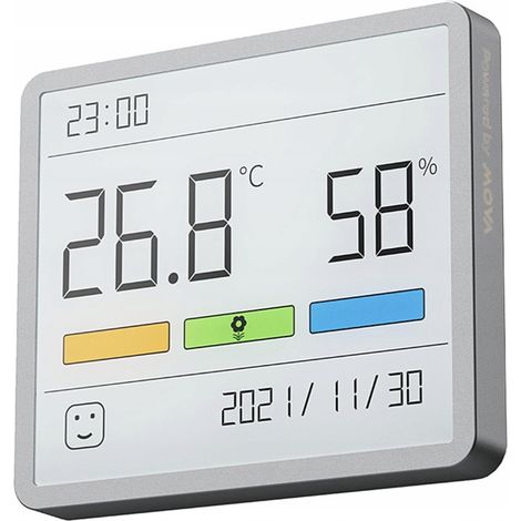MOVA MTHM01 Termómetro Higrómetro Digital con Medidor de Humedad y Reloj, Blanco (1/5)