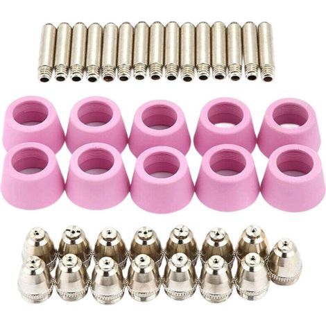 40pc/Set AG60 SG55 Plasma Cutter Coupe Torche Electrode Buses Tasses Kit Plasma Cutter Accessoires Acier Mill Plasma Cutter Accessoires, pour SG55, AG-60 Torche, CUT60, LGK60, P-60 (1/4)