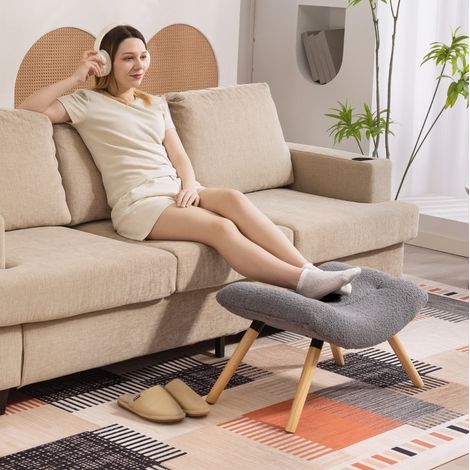 Pouf poggiapiedi imbottito in poliestere 67x45x38 cm OKMYHOME (1/4)