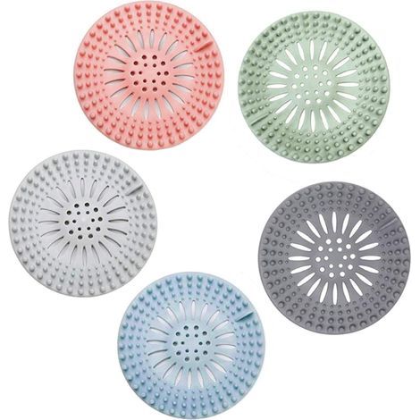 5 Bouchons Anti-Cheveux en Silicone Durable, Filtre évier Cuisine, Filtre à évier, Grille pour Evier Cuisine, Faciles à Nettoyer et à Installer, Convient pour la Cuisine et la Salle de Bain (1/5)