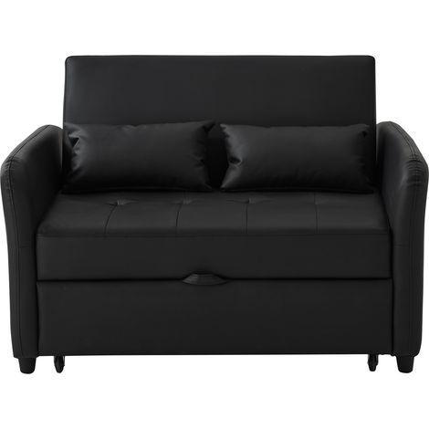 Canapé convertible 2 places avec fonction lit, dossier réglable 3 positions, revêtement PU hydrofuge, surface couchage 156x100 cm (1/5)