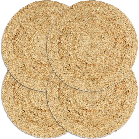 Manteles individuales redondos 4 uds yute natural liso 38 cm