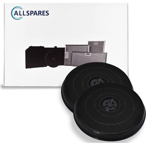 Filtro de carbón AllSpares (2 uds.) para campanas extractoras compatibles con Electrolux EFF57, E3CFF57 / Bosch Siemens 11005728, 11005734 / AEG Zanussi MCEF03, 9029800472 / Whirlpool 484000008636 (Ø2 (1/5)