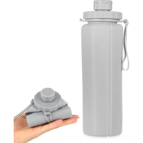 Bouteille d'eau pliable en silicone de 600 ml, réutilisable, légère, étanche, pour sports de plein air, voyage, camping, randonnée, gym, course à pied