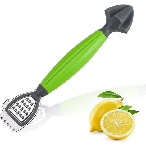 3-in-1 Lemon Peeler, Grater, and Reamer in Stainless Steel for Zesters of Oranges, Citrus Fruits, and Limes (1/5)