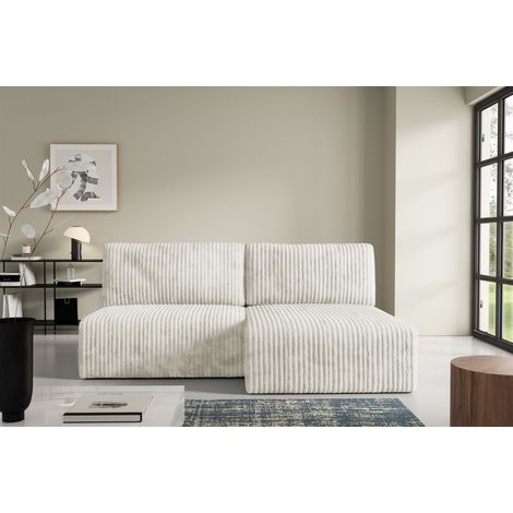 Ecksofa mit Schlaffunktion NATALIA XS in Stoff Tilia Creme Ottomane Rechts