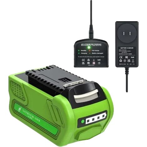 Batterie lithium-ion, capacité de 8000mAh, compatible avec les outils Greenworks 40V, 1 Batterie 1 Chargeur (1/2)