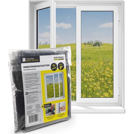 Moustiquaire découpable pour fenêtre 130 x 150 cm - Montage facile sans percer ni visser - Filet anti-insectes autocollant - 1 pièce Noir (1/5)