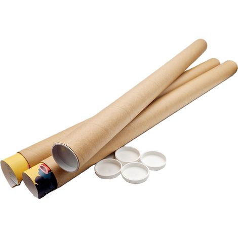 Lot de 10 Tubes carton brun pour affiche poster 6 cm x 85 cm