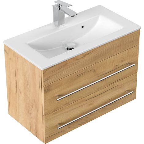 Badmöbel Mars 700 SlimLine 70x36cm mit 2 SoftClose Schubladen eiche gold