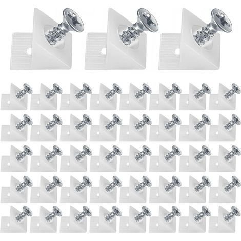 200 Pièces Cales en Plastique pour Meuble Tiroir, Renfort Tiroir Connecteur Arrière Stabilisateurs, Fond de Tiroir Connecteur avec Vis, pour Réparer Affaissement Étagère Meuble (200, Blanc) (1/4)