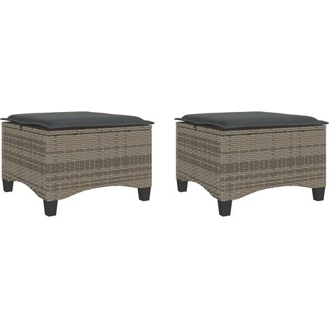 Maison Exclusive - Sgabelli Giardino con Cuscini 2 pz Grigio 55x55x36cm Polyrattan