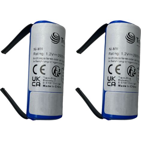 2x Trade-Shop Ni-MH Akku 1,2V 2,5Ah 42x17mm kompatibel mit Braun Oral-B Professional Care Triumph 1000 2000 2500 3000 4900 5000 5500 6000 6200 6400 6500