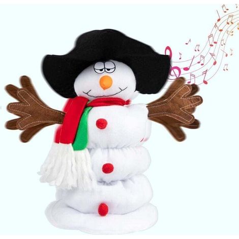 Peluche a forma di pupazzo di neve che canta e balla, pupazzo di neve musicale di Babbo Natale con 6 canzoni natalizie per decorazioni natalizie animate.