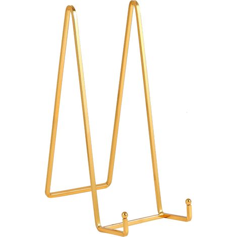 Support Assiette Porte Assiette Chevalet - Présentoir Chevalet pour Assiette Décorative - Support Cadre Photo en Métal - Chevalets de Table pour Assiettes Extra Grandes - Doré - 2 Pièces - 30,5 cm (1/5)