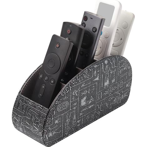 Support de télécommande avec 5 poches, grand support pour TV, DVD, clé 4K et télécommandes  rangement pour stylos, M rétro argent