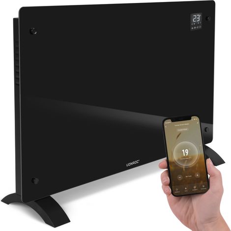 Glasplatten-Konvektorheizgerät – 2000W - 24m2 – Manuelle und WLAN-Steuerung – Einstellbarer Thermostat und Timer – Schwarz (1/5)