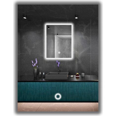 LED-beleuchteter Spiegel 50x65 cm, wasserdicht (IP65) mit Berührungsschalter