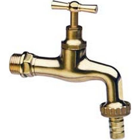 1PZ RUBINETTO ARTISTICO IN OTTONE LUCIDO CON PORTAGOMMA - M 3/4" con portagomma F 1"