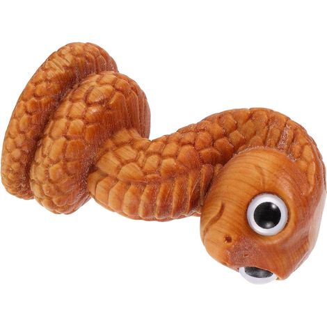 Figurine d'animal en Bois Serpent aux Grands Yeux, Décoration de Bureau et Maison, Sculpture Chinoise Amulette pour L'année du Serpent (1/5)