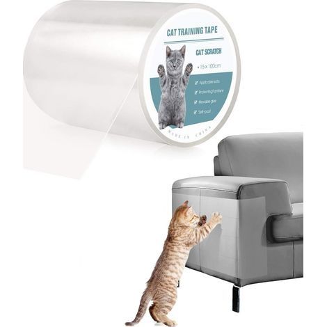 Protection Canape Chat Anti Griffe Sticker Transparent Autocollant Rouleau de Protection Invisible Protege de Meubles Table (S:15x100cm) (1/5)