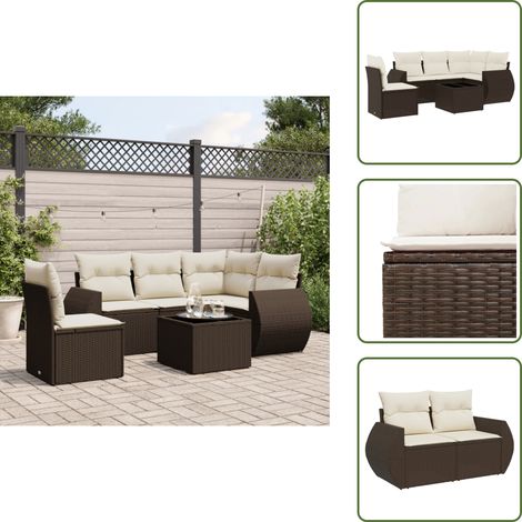 vidaXL Salon de jardin avec coussins 6 pcs marron résine tressée (1/5)