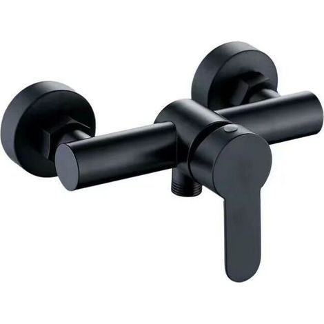 Black 304 stainless steel shower mixer tap – Wall mounted – Enlarged handle for precise control – G1/2" compatible