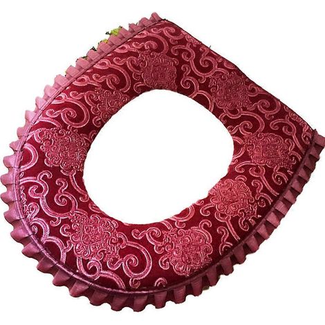 Décoration élégante pour salle de bain, housse de siège de toilette flexible, coussin de siège de toilette souple et réutilisable avec fermeture éclair pour une installation et un retrait faciles. (1/4)