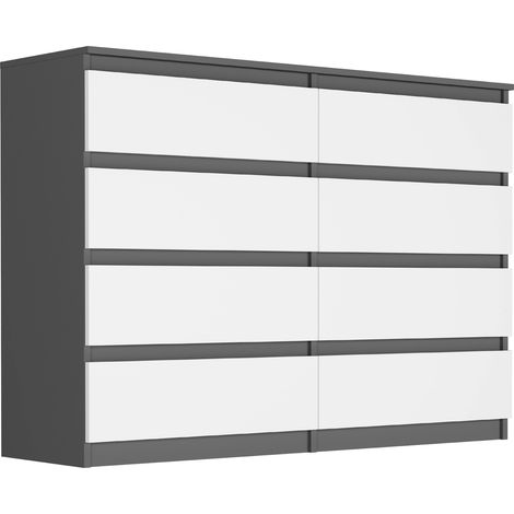 Kommode mit Schubladen Anthrazit Mix Weiß, 140 x 40 x 98 cm - Modern R140S8
