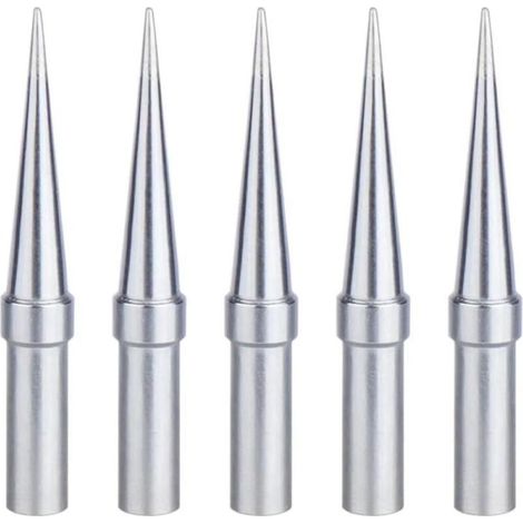 Panne à Souder, 5 Pièces Pointe de Fer à Souder Conico 0,4 mm de Remplacement, Pointes de Soudure Cuivre Plaqué Nickel, Applicable for Weller WESD51 WES51 WES50 (1/5)