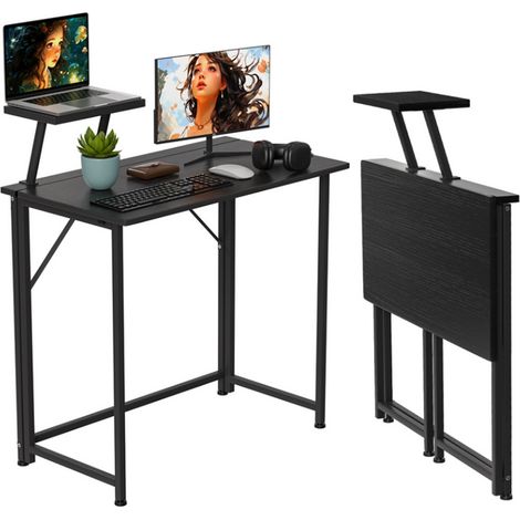 Haloyo® Scrivania portatile regolabile per laptop con supporto e funzione pieghevole, design moderno e pratico per casa o ufficio, 80 x 45 x 74 cm, nero (1/5)