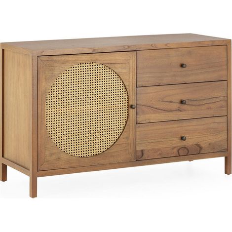 Buffet en bois et rotin brun miel - brun miel et naturel (1/5)