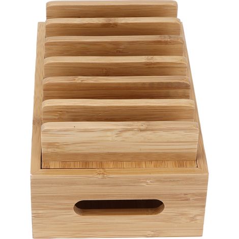 Tragbare Handy-Dockingstation aus Bambusholz, Organizer-Aufbewahrungsbox für Tablets und Computer für Zuhause und Büro (1/5)