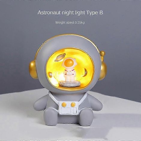 Veilleuse mignonne, lampe de bureau astronaute en résine avec lumière chaude, parfaite pour la chambre d'enfant, la crèche, la salle de jeux, décoration lumineuse pour la chambre à coucher, convient à (1/4)