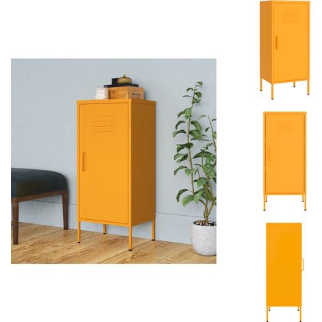 Armoire de rangement Jaune moutarde 42,5x35x101,5 cm Acier - Meuble De Rangement - Armoire De Rangement - Armoire Métallique - Rangement Salle De Séjour - Rangement Salon (1/5)