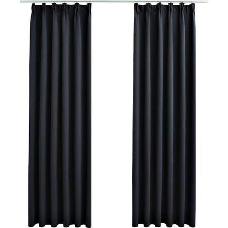 INLIFE Rideaux occultants avec crochets 2 pcs Noir 140x245 cm (1/5)